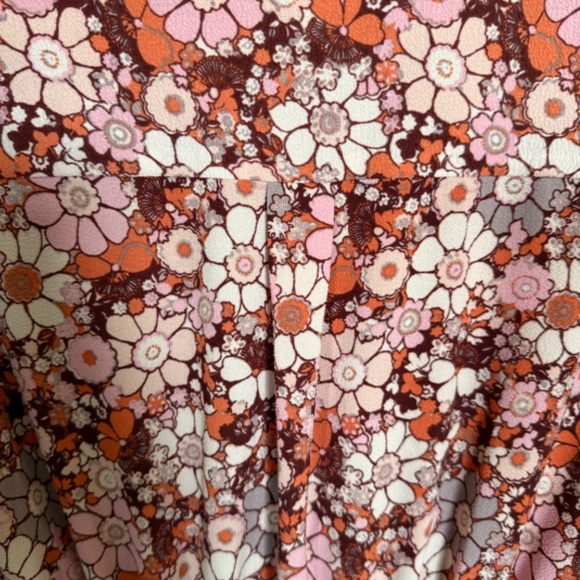 Monteau Los Angeles Floral Wrap Dress with Flutter Wing Pink Burgundy Size M - Picture 4 of 7